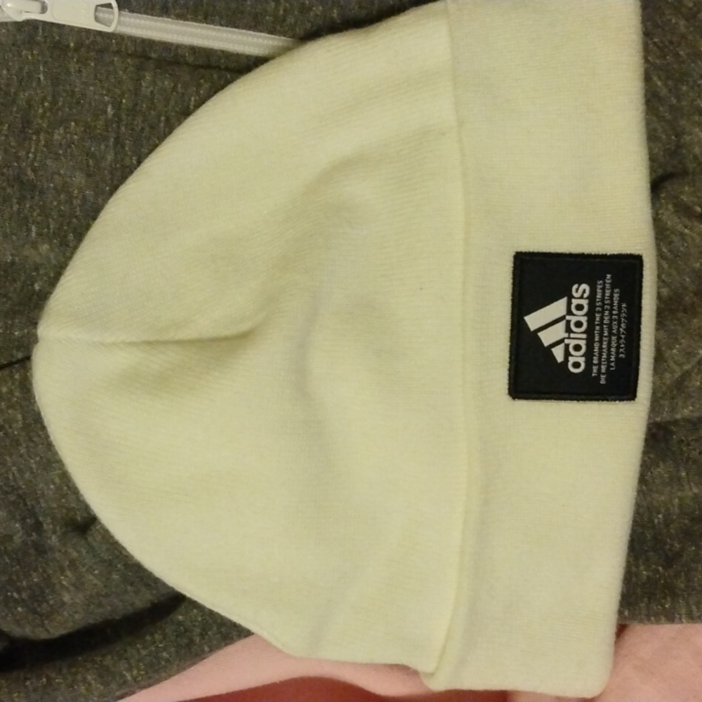 White ADIDAS beanie